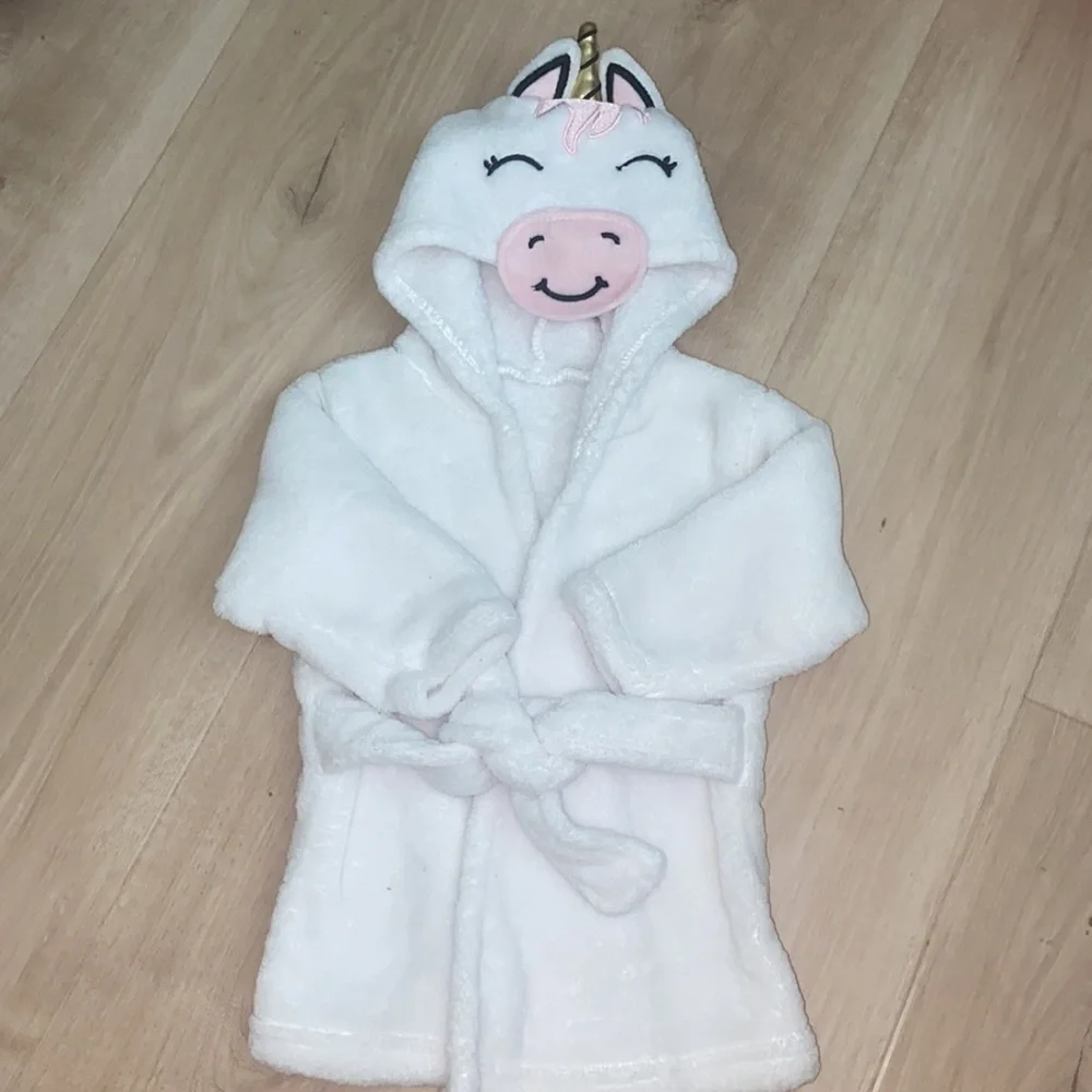 Hudson Baby Plush Bathrobe, Modern Unicorn, 0-9 Months